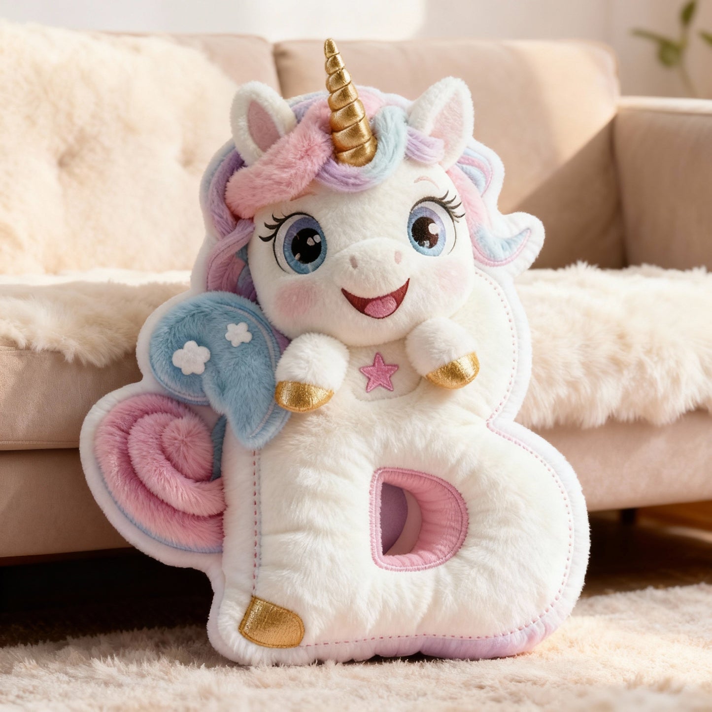 Unicorn Letter Pillow Personalized