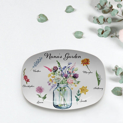 Birth Flower Plate Personalized