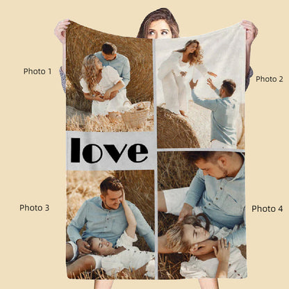 Personalized Photo Blanket with Beautiful Fonts Design Perfect Gift for Couples "Love"