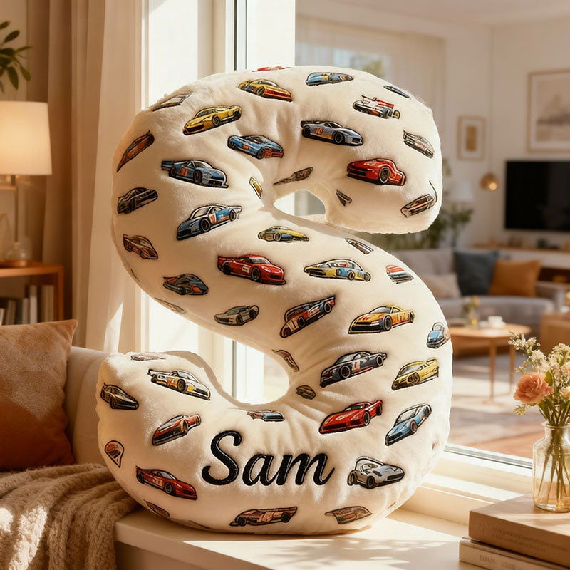 Alphabet Car Pillow Personalized