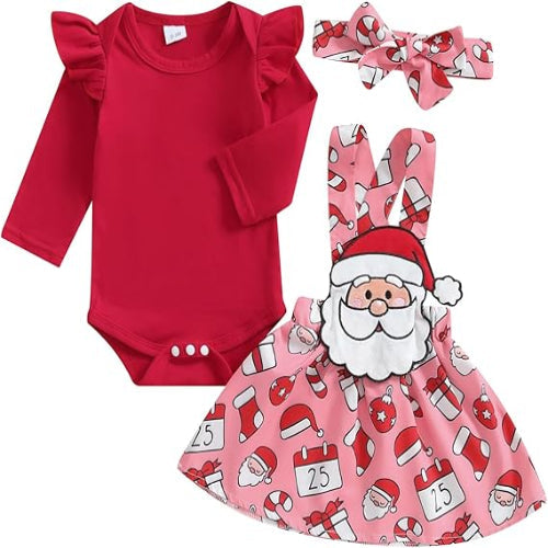 Ensemble Fille - FestiveCharm™ - Rouge Santa