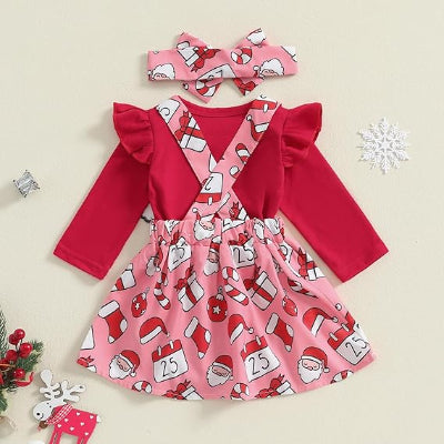 Ensemble Fille - FestiveCharm™ - Rouge Santa