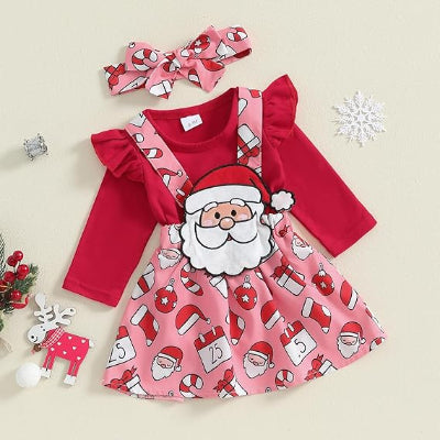 Ensemble Fille - FestiveCharm™ - Rouge Santa